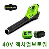그린웍스 40v 충전송풍기 엑시얼 블로워 충전 브로워 낙엽청소기 무선송풍기 제설기, 선택2 송풍기+충전기+5Ah배터리1개, 1개