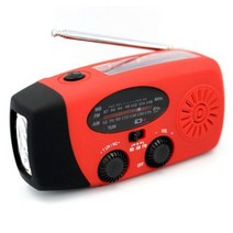 휴대용 효도라디오 태양 라디오 손 크랭크 비상 손전등 독서 빛 AM FM NOAA 전화 충전기 SOS 경보 야외 생, 04 Red