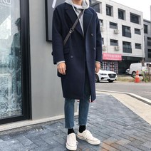 겨울 코디 데일리 더블 버튼 누빔 남자 캐시미어 코트 하프 코트 체크 싱글 버튼 포켓 빅사이즈 울