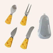 어스밈 귀여운 디저트 치즈 커트러리 4종 세트(보관케이스 포함), 4종세트+보관통