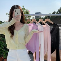 햇빛 차단 시원한 얇은 니트 소재의 아이스원단 여름 가디건