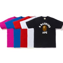 BAPE 조수 브랜드 티셔츠 원숭이 머리 큰 로고 패턴 인쇄 라운드 넥 풀오버 남성과 여성 느슨한 반팔