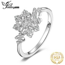 링라이트JewelryPalace 눈송이 만든 라이트 블루 스피넬 925 스털링 실버 칵테일 반지 여자 패션 파티 쥬얼, 02 7