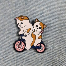 BC013 자전거 타는 고양이 배지 브로치 뱃지 빼찌