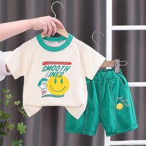 몽실이 컬러팬츠스마일 반팔 상하복 여름 세트복 유아 외출복