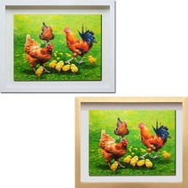 (진품) 진품 진품 풍수에좋은 유화 닭그림 합격 승진 공부방 서재 액자 풍수 인테리어 사무실 그림 거실 현관 침실, 16번 고급 골드액자