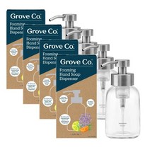 그로브 핸드워시 손세정제 리유저블 글래스 폼 핸드솝 디스펜서 스퀘어 베이스 354ml GROVE CO. Reusable Glass Foaming Hand Soap Dispenser, 4개