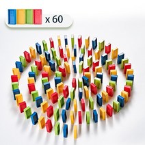 eyimtech 유아 두뇌 트레이닝 무지개 도미노 자동 배열 도미노 기차 어린이선물 장난감, 도미노칩 60개