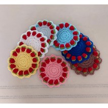 손뜨개 빨강딸기 티코스터 코바늘 컵받침(완제품), 초코, 14cm