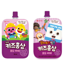 [멸치쇼핑]핑크퐁 키즈홍삼 파우치 100ml x 10 파우치, 키즈홍삼 포도&야채 100ml x 10개