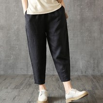 코튼 린넨 바지 여성 봄 여름 솔리드 컬러 하렘 바지 여성 탄성 허리 느슨한 캐주얼 바지 여성