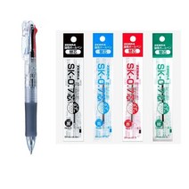 ZEBRA 클립온 4색, NEW 클리어바디 + SK 0.7mm리필심4색, 1세트