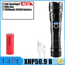 초강력 led 손전등 해루질 미니 충전식 후레쉬 써치라이트 랜턴 1990000 루멘 xhp199 강력한 26650 xhp50 플래시 고출력 전술 토치, 패키지 g, 협력사, 확대축소 가능
