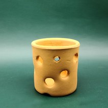 홈가드닝 원통형 9x9cm 토분 황토빛 국산 타공 수제, 바닥물구멍타공o
