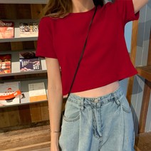 DFMEI 반팔 티셔츠 숏 ins 탑 라운드 루즈핏 레깅스