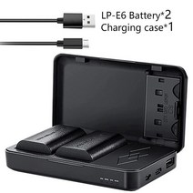 원래 probty LP-E6 LP E6 캐논 EOS R5 R6 5DMark IV III 5DS R 6D 마크 70D 90D 80D amp 배터리 충전기, 01 2BatteryWithCharger