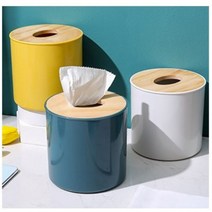 원형 원목 두루마리휴지케이스 3컬러, 딥그린