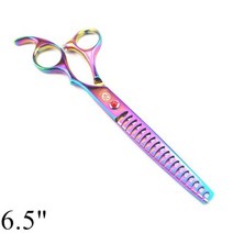 애견 숱 커브 요술 가위 강아지 개 손질 전문 65 7 일본 440C 숱이 청커 생선 뼈 이빨 24, Rainbow-6.5 inch