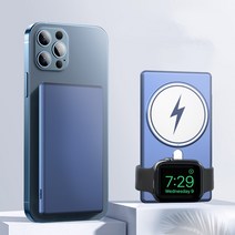 3in1 Magsafe 고속 무선 충전 보조배터리 아이폰 애플워치 에어팟, 블랙