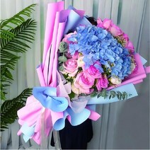 [이거찜] 꽃다발 꽃방수포장종이 종이접기 (20매)14color 리본 9color모모샵, 08 파우더+아이스블루_08 와인
