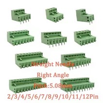 5Pair KF2EDG 15EDG 2-12Pin PCB 나사 고정 터미널 블록 3.5/3.81/ 3.96/5.08mm 직각/스트레이트 니들 플러그 소켓 와이어 커넥터, [04] 5.08MM, [02] Straight Needle, [10] 12P