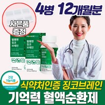 고함량 은행잎추출물 혈액순환제 식약처인증 손 발 다리 저림 혈관 혈행 혈액순환 개선제 뇌 기억력 에 좋은 영양제 건강 기능성 식품 징코 팔 끝 손이 수족 차가움 떨림 하체 직구, 혈액순환제 4병 12개월+사은품