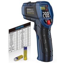 EVENTEK Eventek 적외선 온도계 -50°C~600°C (122°F~1400°F) 요리 피자 오븐 그릴 및 엔진용 비접촉 디지털 온도 건 방사율 조절 가능 레이저, black and blue