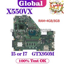 노트북 메인보드 X550VX ASUS FH5900V W50V 노트북 마더 보드 I5I7 GT940MGTX950M 4GB8GB, 04 4GB I76700HQ GTX950