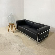 이탈리아 디자이너 르 코르뷔지에 모던 가죽 소파 럭셔리 블랙 3인 쇼파, 3인승 수입 가죽
