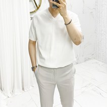아도르클래식 브이 V넥 5컬러 니트 반팔티