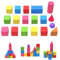 나무 입체 도형 세트 블록 쌓기 과학 교구 원목 모양