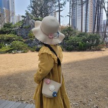 아동용밀짚모자 여아라탄 어린이모자가방세트