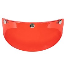 Ursmart 대부분의 오픈 페이스 하프 페이스 또는 빈티지 헬멧 15cm x 5cm에 대한 빈티지 3-스냅 오토바이 헬멧 바이저 피크, 15cm x 5cm, PC, 투명한 빨강