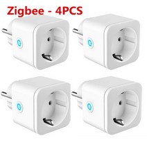 ZigBee 스마트 플러그 16A 어댑터 전원 모니터 타이머 소켓 Alexa Google Home Assistant HUB 용 스마트콘센트, EU 플러그, 4PCS-Zigbee 소켓