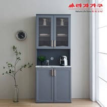 라자가구 위드 고메 800 주방수납장 세트 그릇장형 nk003, 색상:화이트+대리석