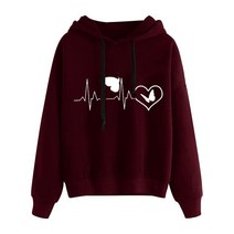 2021 패션 겨울 까마귀 여성 캐주얼 하트 인쇄 긴팔 후드 스웨터 Sudadera Mujer