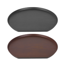 옻칠 우드톤 반달 원형 논슬립 혼밥 트레이 (2color/2size), 월넛색상 대