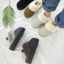 소가죽 스웨이드 털슬리퍼 퍼샌들 양털슬리퍼 4cm
