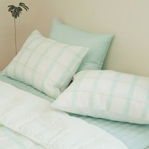 [올리비아데코] 롤리체크 시어서커 리플 누비베개커버(50X70)