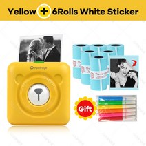 포토프린트 스티커사진기 사진인쇄기 Peripage 미니 휴대용 사진 블루투스 프린터 선물 열 라벨 소프트 보호 케이스 무료 APP 스티커 웹 노트 기계, [15] YE add 6Sticker