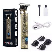 이발사 레트로 T9 헤어 트리머 전문 면도기 Kemei Heyar 컷 기계 무선 클리퍼 수염, 10 LCD ABS Buddha