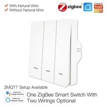 Moes-Tuya ZigBee 스마트 조명 스위치 중성선 없음 정전용량 필요 없음 스마트라이프 알렉사 구글 홈 2 mqtt와 2/3 웨이 작동, China 3 gang white