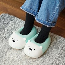 위베어베어스 아이스베어 소프트 덧신 260 극세사 실내화 거실화 사무실 슬리퍼 여성 층간소음방지 푹신한 쿠션 발편한 학교 병원 호텔, 단품