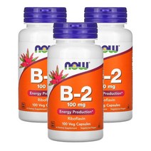 나우푸드 NOW Foods VitaminB-2 비타민B2 100mg 리보플라빈 100캡슐, 3팩
