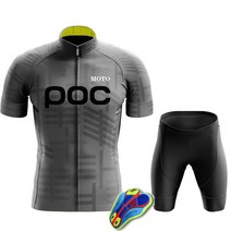 자전거의류 2022 MOTO POC 사이클링 저지 세트 남성용 자전거 반팔 의류 Maillot 빕 반바지 19D 젤 패드