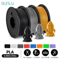 SUNLU-3 롤 PLA 3D 필라멘트 1.75MM FDM 프린터 250G 미니 스풀 더 많은 색상 무취 무독성 친환경 3D 펜 사용, Gold Black Grey