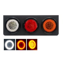 대성부품/24V C-면발광 3구 데루등/원형/LED/트레일러/덤프/추레라/화물차/대형트럭/브레이크등/교체용/개조용/DIY/세트/앗세이/완셋트/스텐/서스/SS, C-면발광3구스텐(운전석)