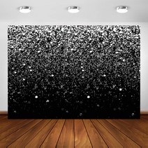 실버 보케 반점 배경 블랙 생일 장식 졸업 웨딩 파티 반짝이 도트 사진 부스, Thin Vinyl 180x150cm+Black and