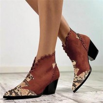 웨스턴 부츠 카우보이 코디 워커 여성 가 ​​겨울 레이스 가죽 앵클 스네이크 프린트