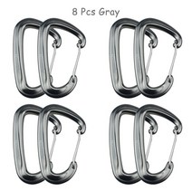 전문 카라비너 D 모양 12 KN 등반 카비너 후크 야외 보호 해먹 캠핑 버클 8 개, 8pcs gray